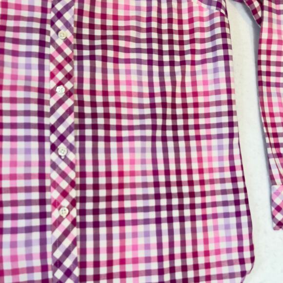 Talbots Button Shirt Woman's Small Long Sleeve Pink Purple Plaid All Cotton - Picture 3 of 10